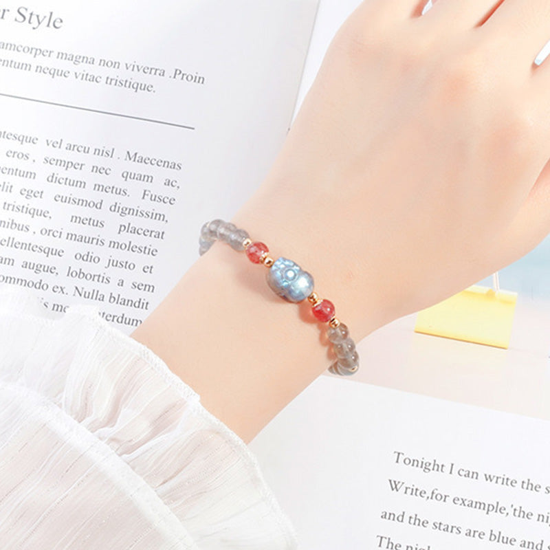 Nimara Ritual Moonstone Strawberry Quartz PiXiu Healing Bracelet