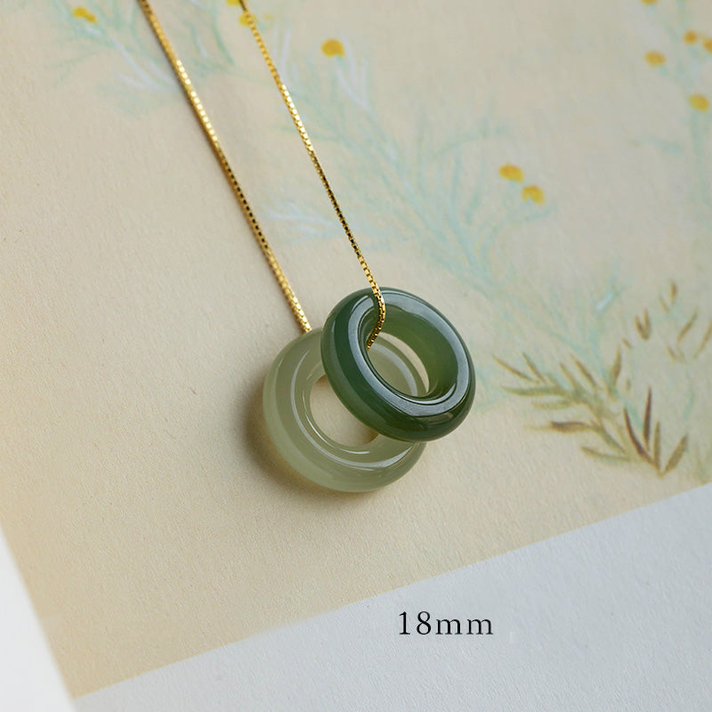 Nimara Ritual Natural Round Jade Peace Buckle Luck Abundance Necklace Pendant