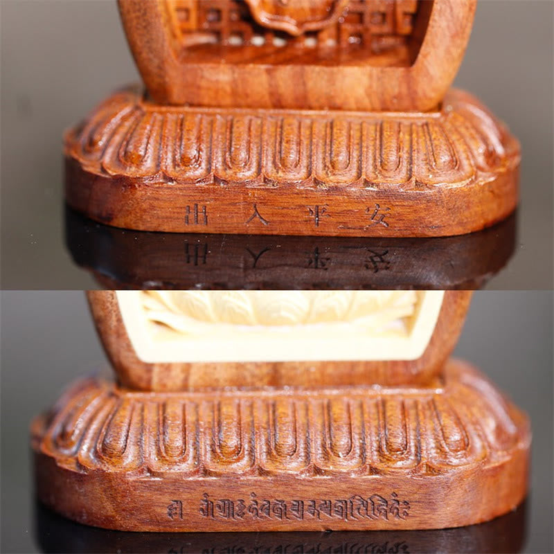 Nimara Ritual Guru Rinpoche Buddha Padmasambhavan Serenity Wood Engraved Statue Figurine Decoration