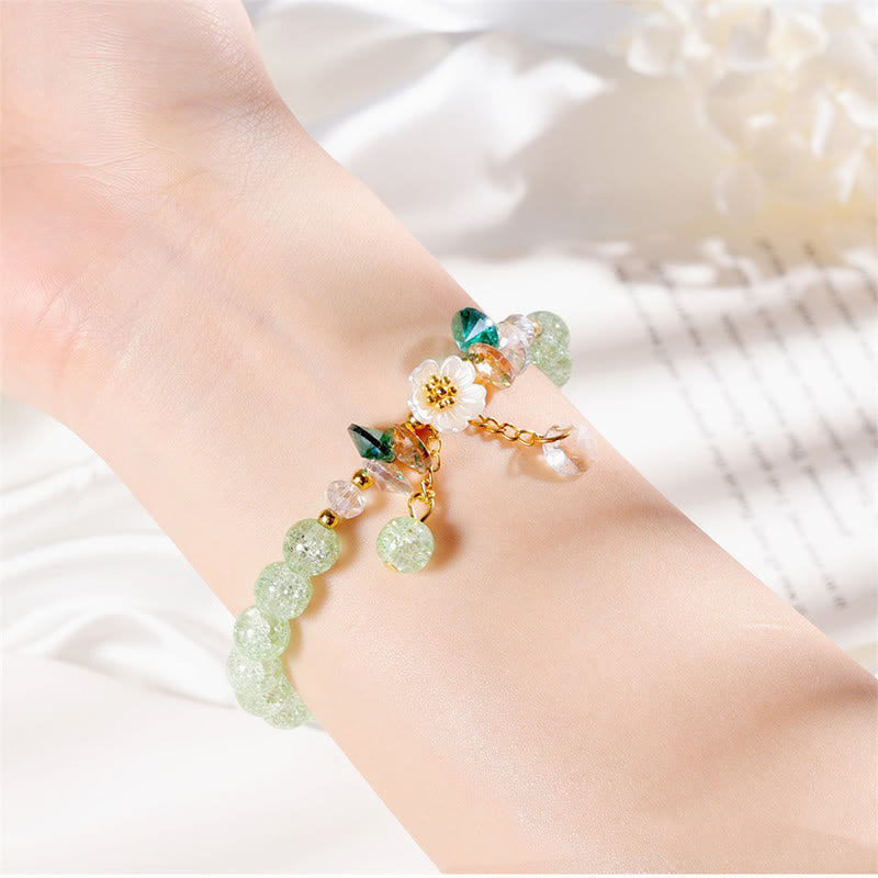 Nimara Ritual Simple Design Flower Charm Glass Bead Bracelet