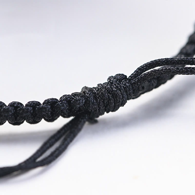 Nimara Ritual Small Leaf Red Sandalwood Ebony Wood Cute Cat Head Calm Protection Braided Bracelet