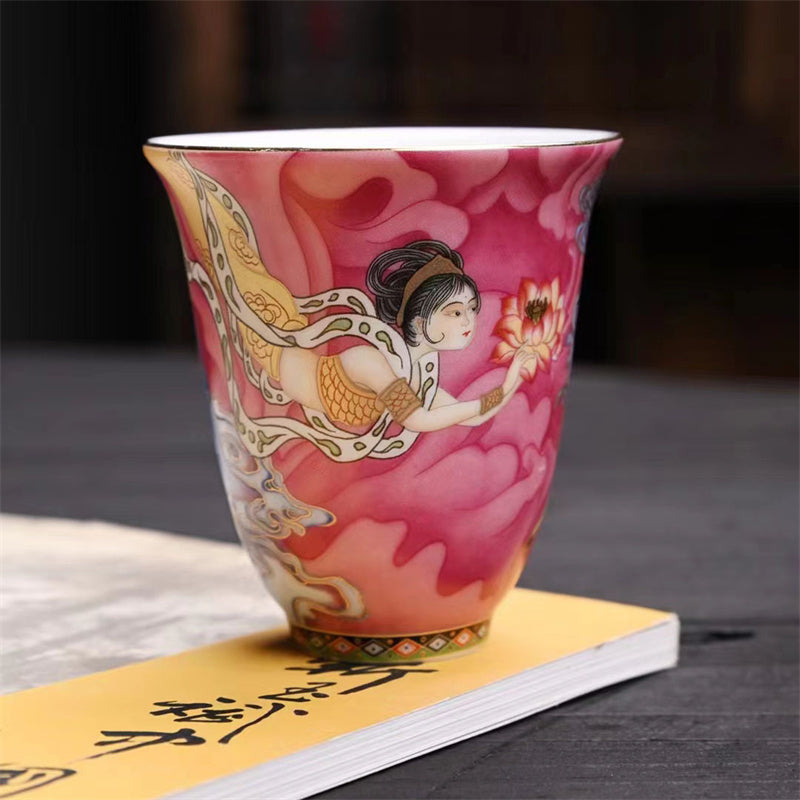 Nimara Ritual Dunhuang Color Flying Apsaras Teacup Kung Fu Tea Cup