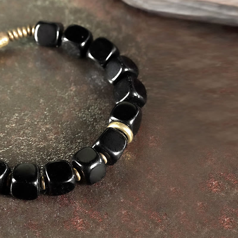 Nimara Ritual Black Obsidian Crystal Copper Strength Couple Bracelet