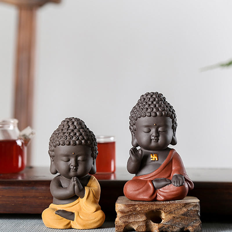 Nimara Ritual Small Buddha Serenity Purple Clay Home Desk Decoration