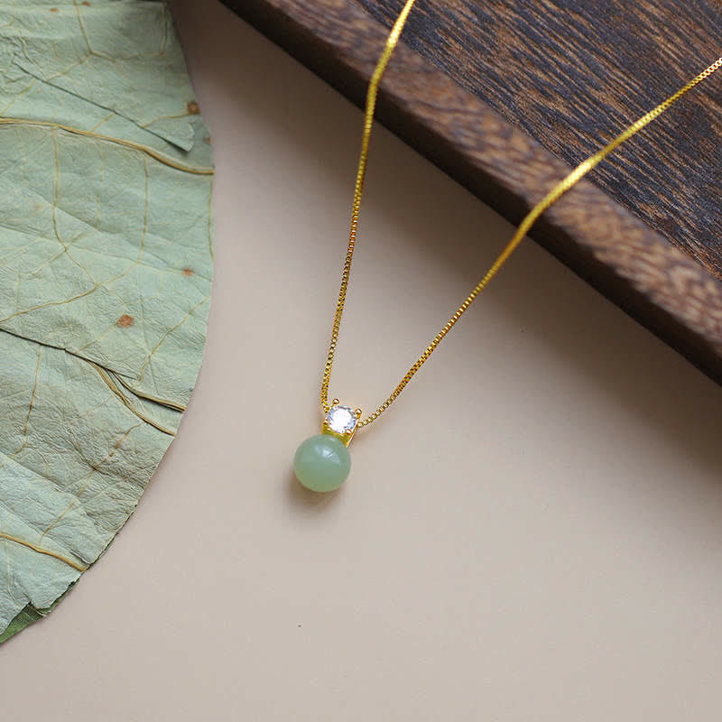 Nimara Ritual Lucky Bead Jade Prosperity Chain Necklace Pendant