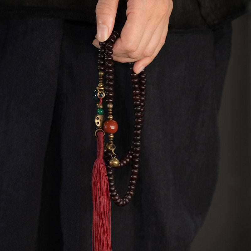 Nimara Ritual 108 Mala Beads Natural Tibet Purple Bodhi Seed Auspiciousness Bracelet