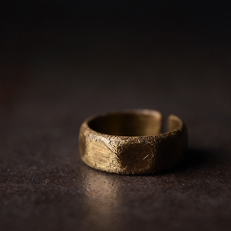 Nimara Ritual Tibetan Simple Design Copper Brass Frosted Wealth Ring