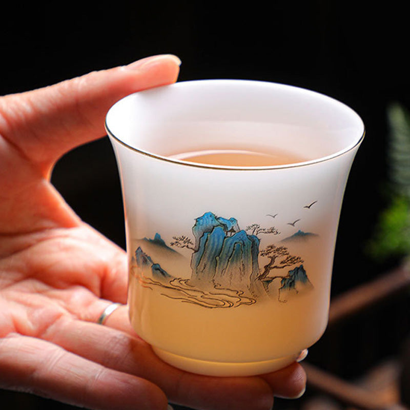 Nimara Ritual Mountains Rivers Tree Ceramic Teacup Kung Fu Tea Cup 120ml