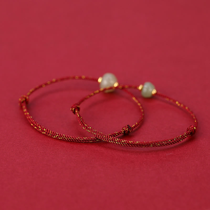 Nimara Ritual 925 Sterling Silver Plated Gold Hetian Jade Lotus Luck Red String Bracelet