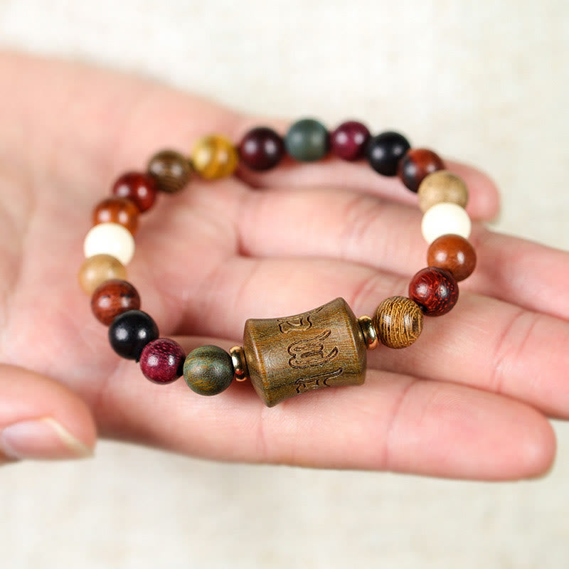 Nimara Ritual Tibet Multicolored Sandalwood Om Mani Padme Hum Protection Bracelet