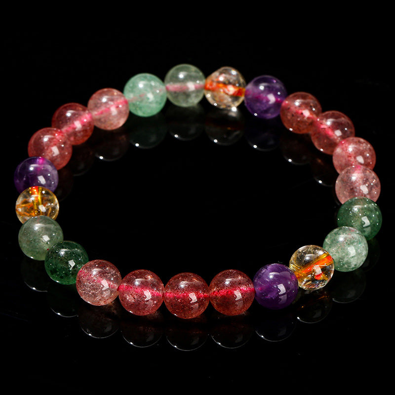 Nimara Ritual Natural Multicolored Strawberry Quartz Love Healing Beaded Bracelet