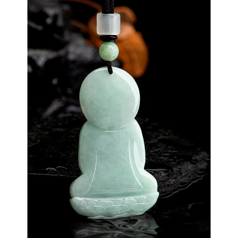 Nimara Ritual Amitabha Buddha Jade Amulet Compassion String Necklace