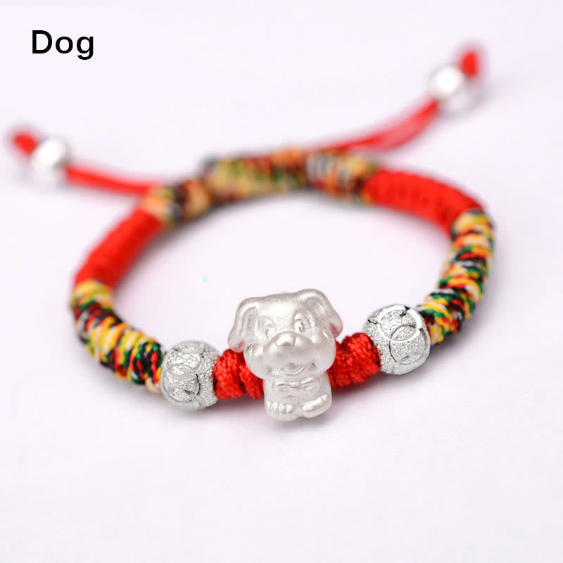 Nimara Ritual 999 Sterling Silver Chinese Zodiac Red Rope Luck Handcrafted Kids Bracelet
