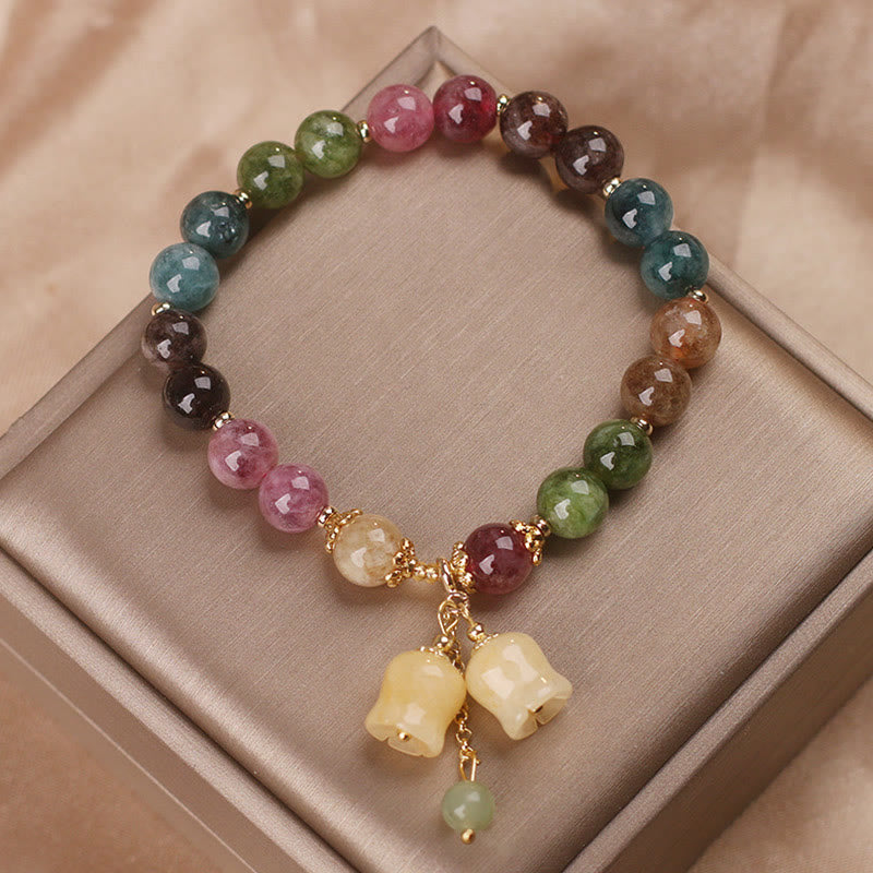 Nimara Ritual Natural Colorful Tourmaline Flower Bead Love Bracelet