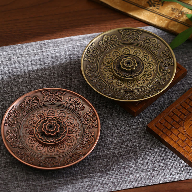 Nimara Ritual Lotus Dragon Phoenix Eight Auspicious Symbols Zinc Alloy Incense Stick Holder Healing Incense Burner Decoration