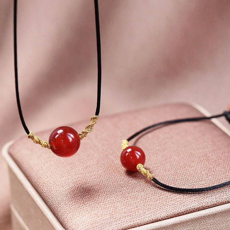 Nimara Ritual Natural Red Agate Chalcedony Self-acceptance Confidence String Bead Bracelet Necklace Pendant