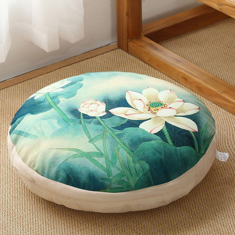 Nimara Ritual Lotus Simple Pattern Linen Meditation Seat Cushion Home Living Room Decoration