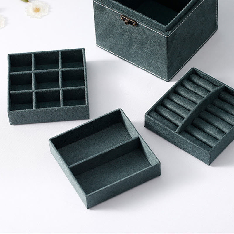 Nimara Ritual Jewelry Box Organizer Three-Layer Jewelry Storage Box Flannel Gift Box