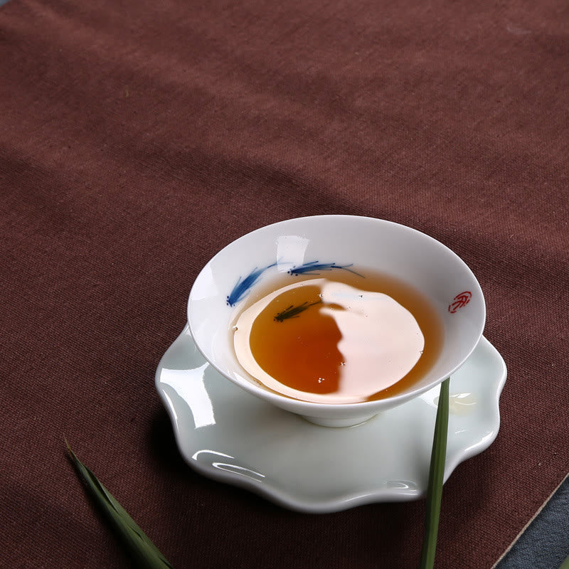 Nimara Ritual Jingdezhen Blue and White Porcelain Koi Fish Ceramic Teacup Kung Fu Tea Cups