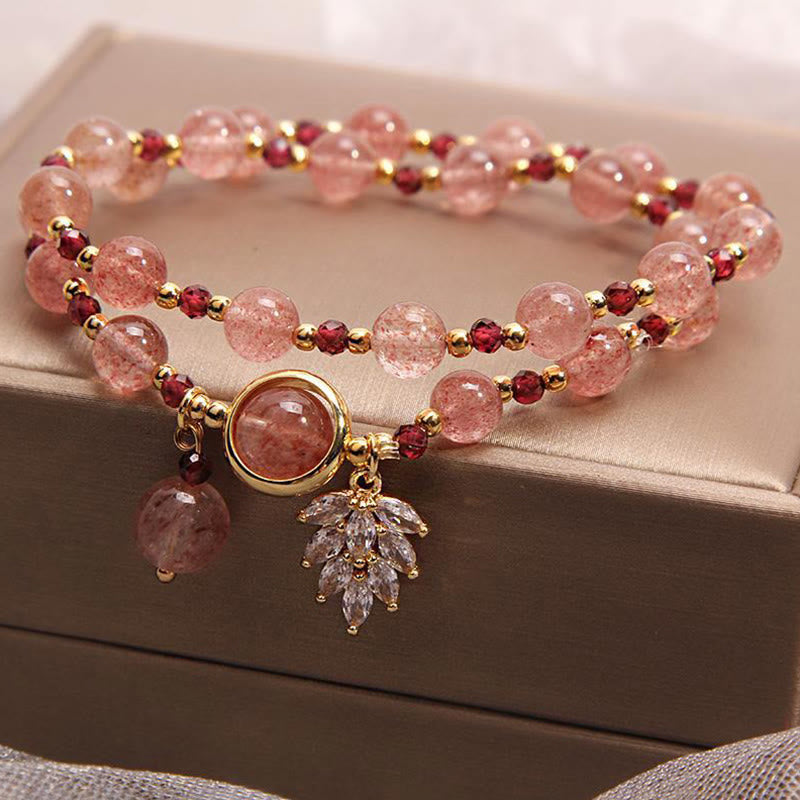 Healing of Love Strawberry Quartz Double Wrap Bracelet