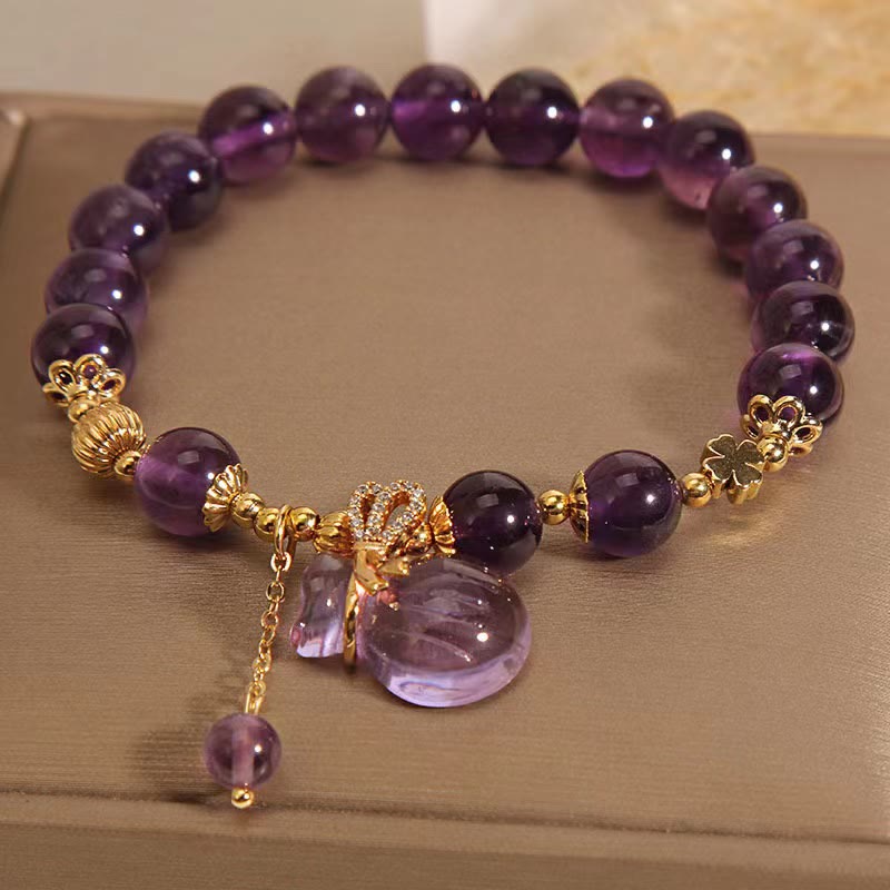 Nimara Ritual Natural Amethyst Crystal Money Bag Charm Positive Bracelet