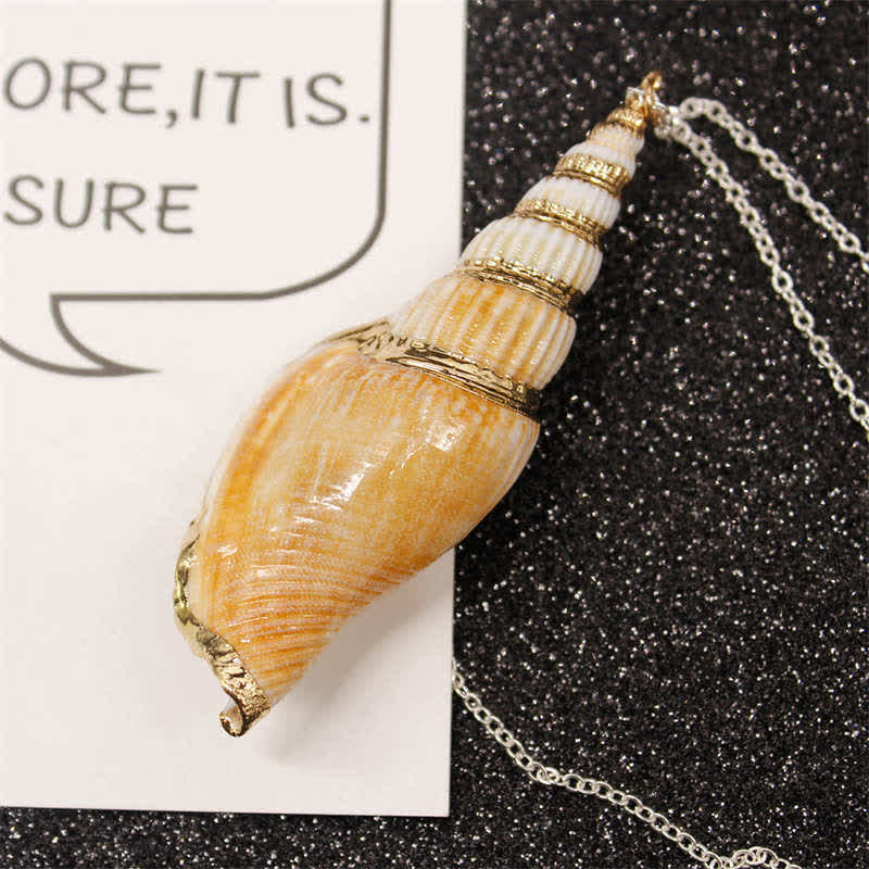 Nimara Ritual Natural Shankha Conch Shell Seashell Lucky Necklace Pendant
