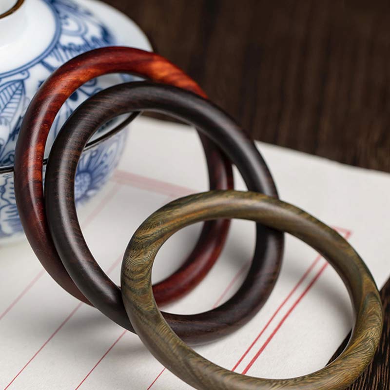 Nimara Ritual Tibetan Small Leaf Red Sandalwood Ebony Green Sandalwood Protection Bracelet Bangle