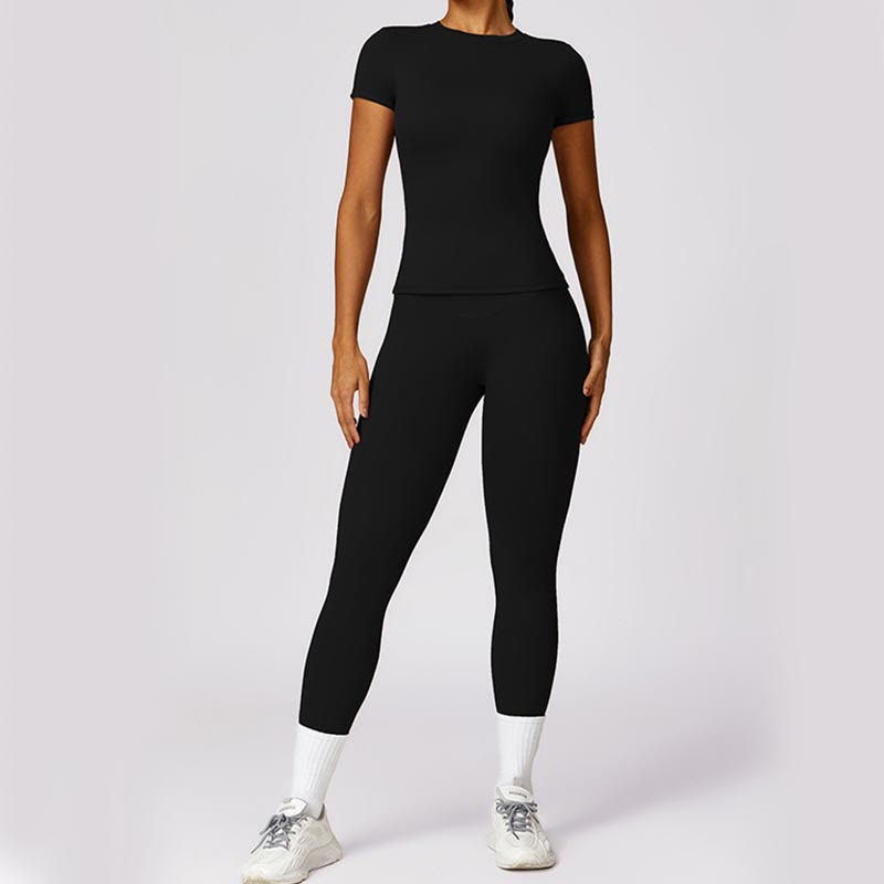 Nimara Ritual Women Short Sleeve T-Shirt Top High Waist Leggings Pants For Sports Yoga