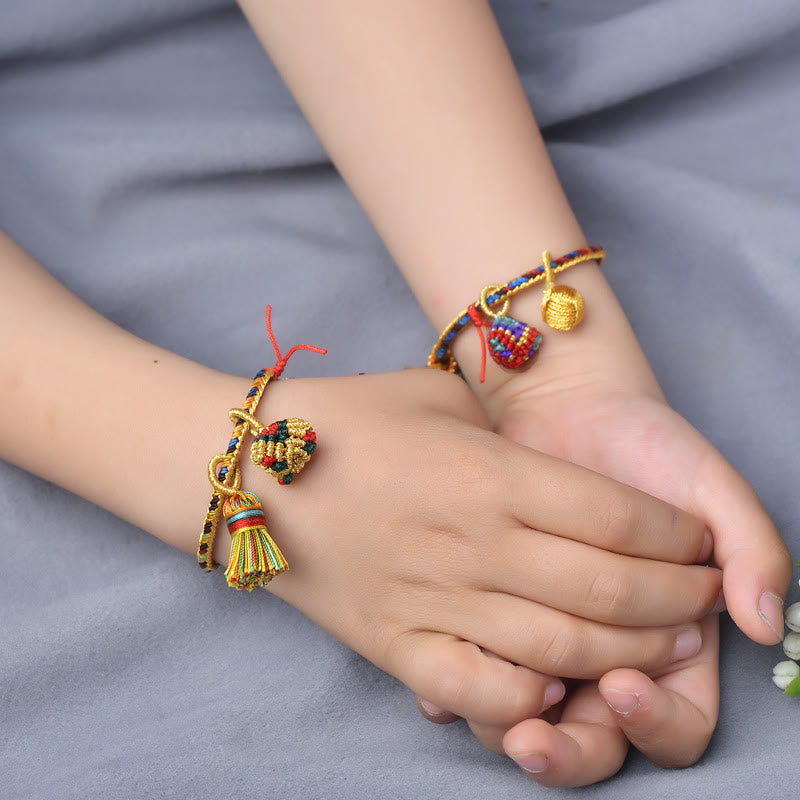 Nimara Ritual Colorful Rope Luck Handmade Zongzi Golden Ball Charm Bracelet