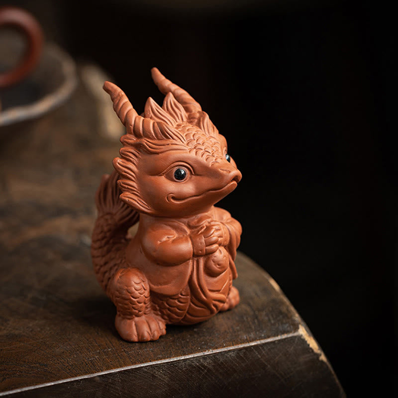 Nimara Ritual Luck Dragon Wealth Tea Pet Purple Clay Figurine Decoration