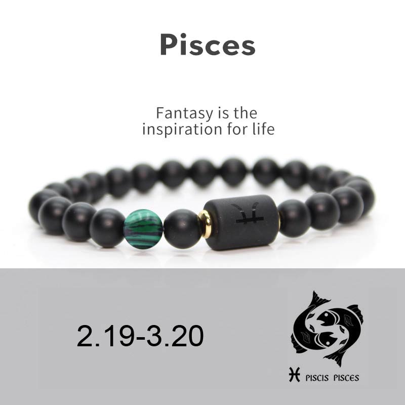 Nimara Ritual 12 Constellations of the Zodiac Black Onyx Adjustable Bracelet