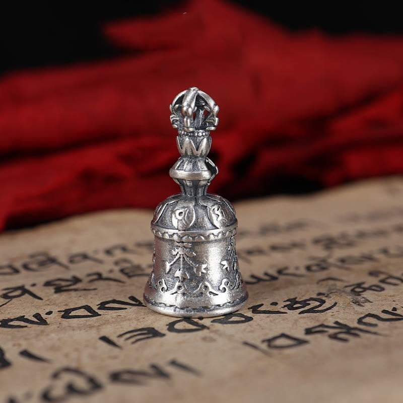 Nimara Ritual Tibet 925 Sterling Silver Om Mani Padme Hum Dorje Bell Vajra Engraved Enlightenment Pendant Hanging Decoration