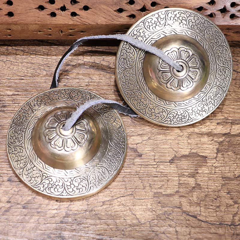 Nimara Ritual Tibetan Tingsha Bell Auspicious Cloud Six True Words Copper Wealth Decoration