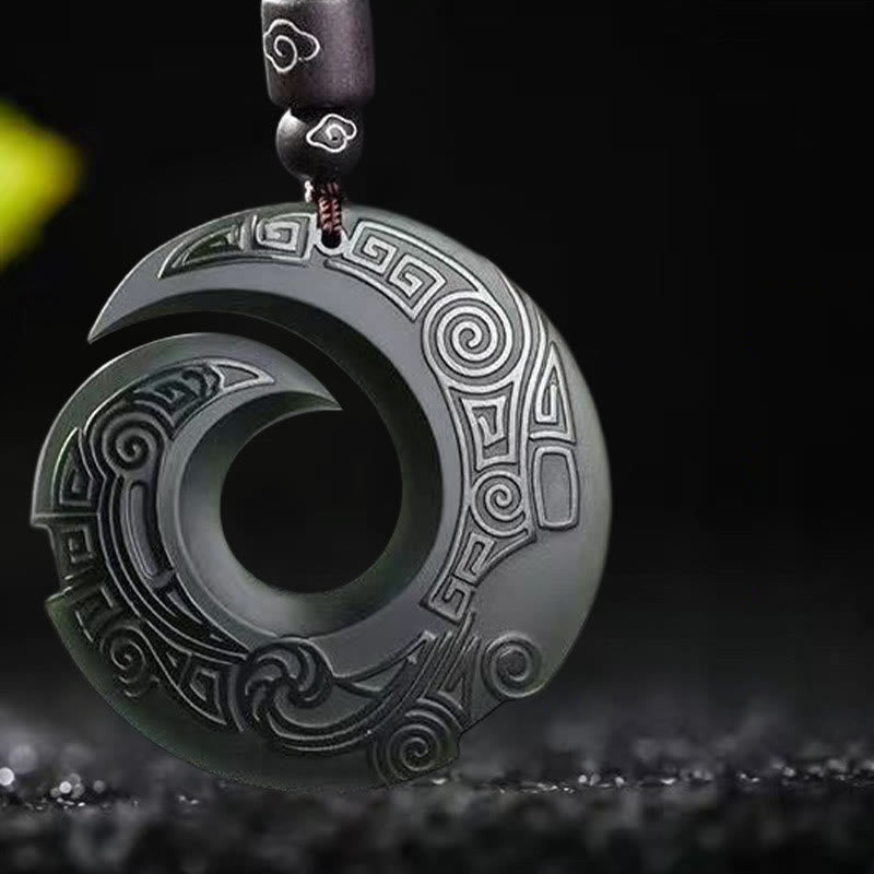 Nimara Ritual One's Luck Improves Design Patern Hetian Cyan Jade Peace Buckle Luck Necklace Pendant