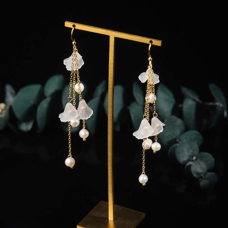 Nimara Ritual Pearl Flower Petals Luck Drop Earrings