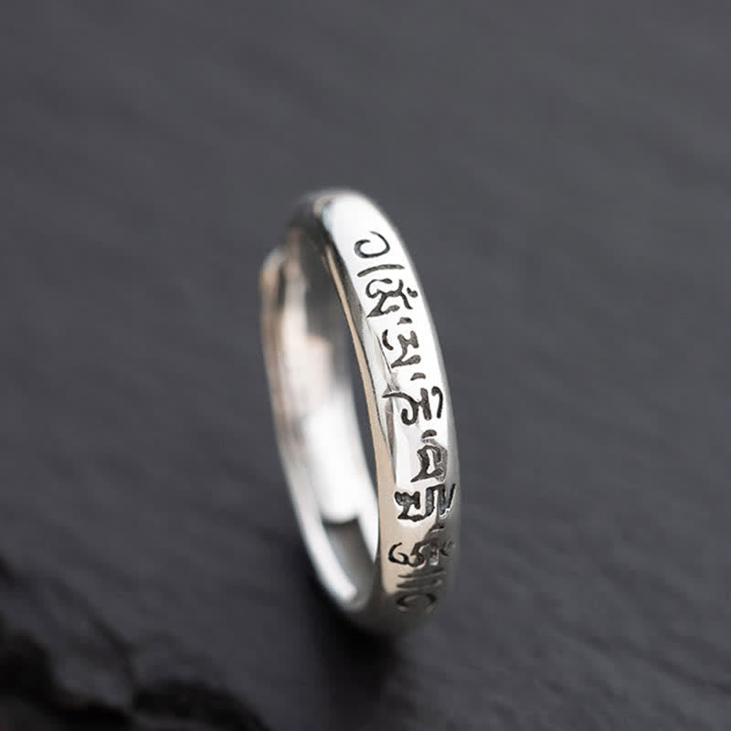 Nimara Ritual 990 Sterling Silver Six True Words Om Mani Padme Hum Love Peace Ring