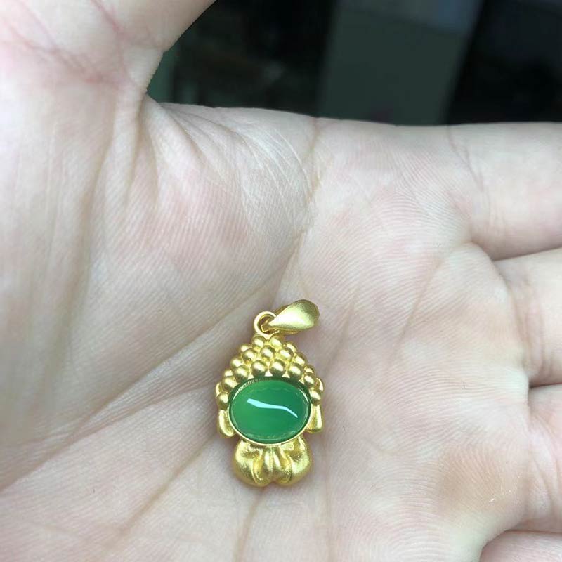 Nimara Ritual White Jade Buddha Success Pendant Necklace