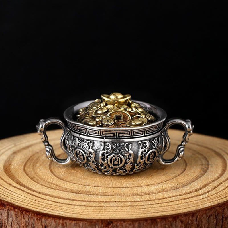 Nimara Ritual Treasure Bowl Copper Coin Ingots Wealth Necklace Pendant