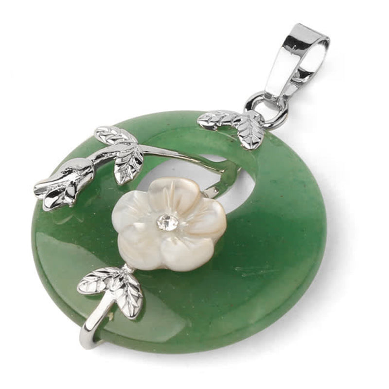 Nimara Ritual Various Crystal Amethyst Green Aventurine Flower Healing Necklace Pendant