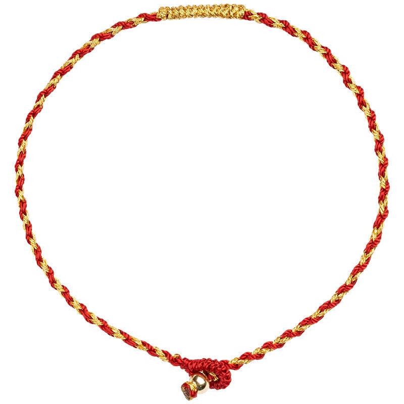Nimara Ritual 14K Gold Plated Handmade Red Gold Rope King Kong Knot Braided Luck Bracelet