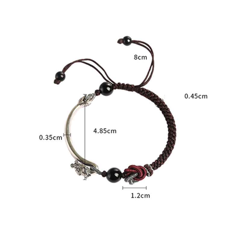 Nimara Ritual 925 Sterling Silver Auspicious Dragon Success Handcrafted Braided Bracelet