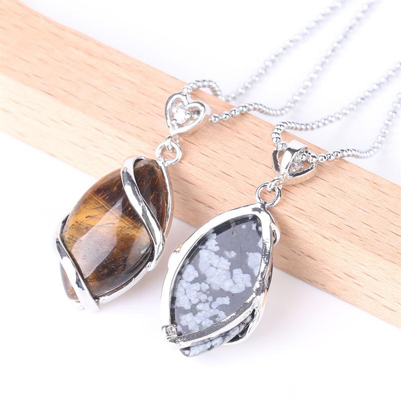 Nimara Ritual Marquise Pattern Natural Crystal Stone Charm Necklace Pendant