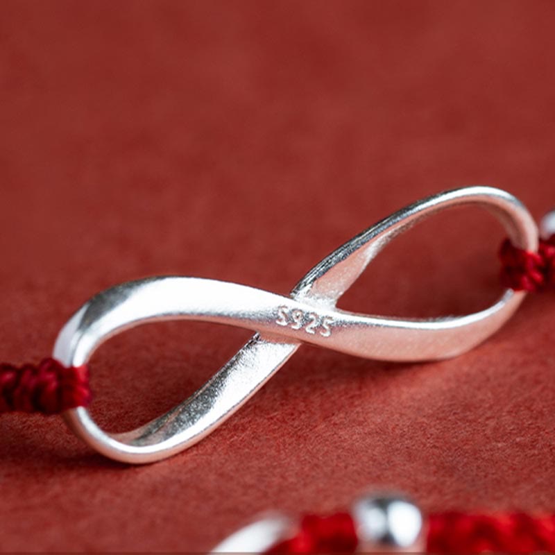 Nimara Ritual 925 Sterling Silver Endless Knot Protection Luck Red String Bracelet Anklet