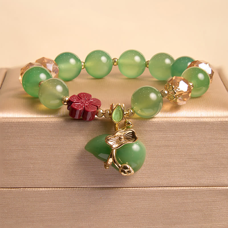Nimara Ritual Natural Red Agate Green Agate Gourd Cinnabar Flower Beads Confidence Bracelet
