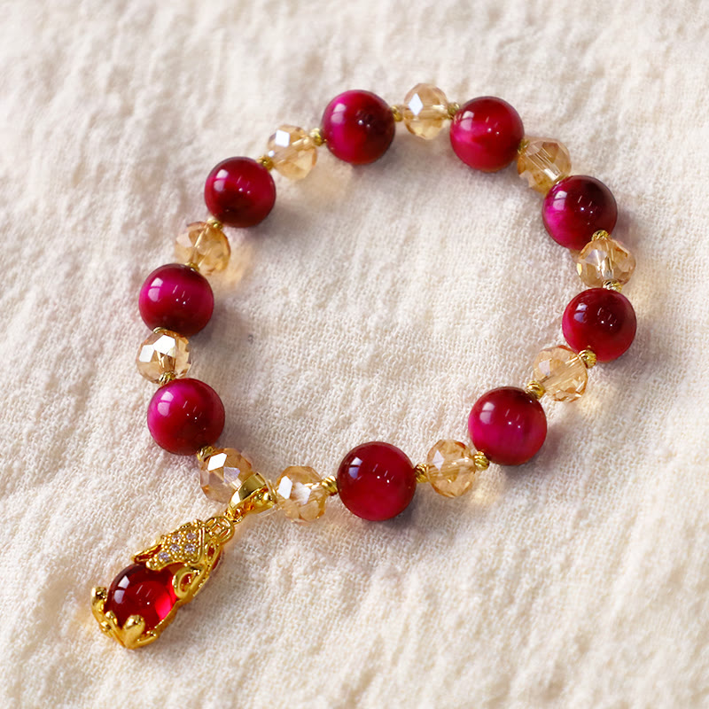 Enhance Self Confidence Self Worth Red Tiger Eye PiXiu Fox Protection Bracelet