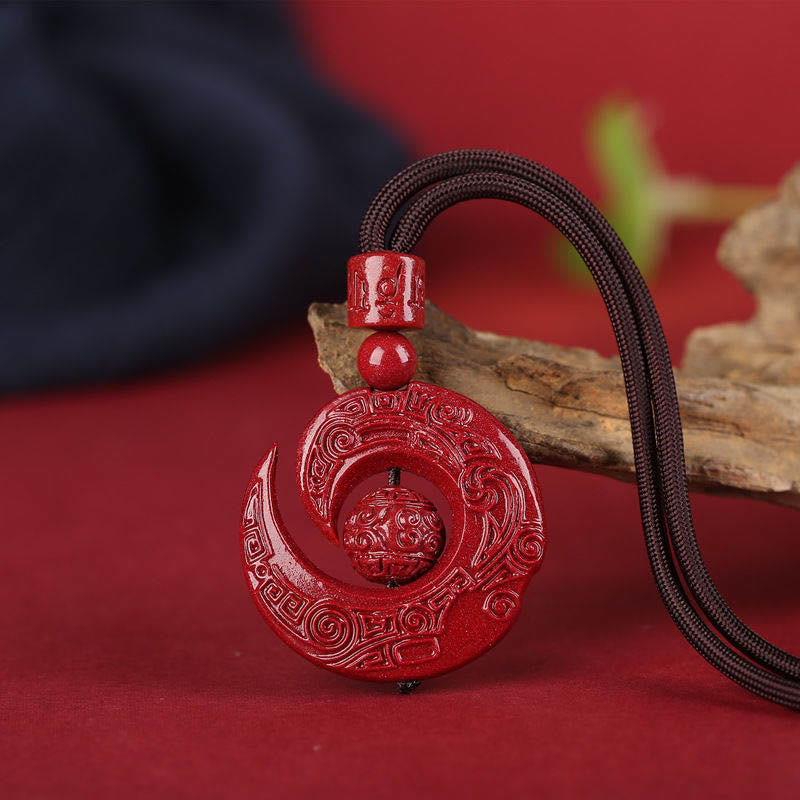 Nimara Ritual One's Luck Improves Design Patern Natural Cinnabar Concentration Necklace Pendant