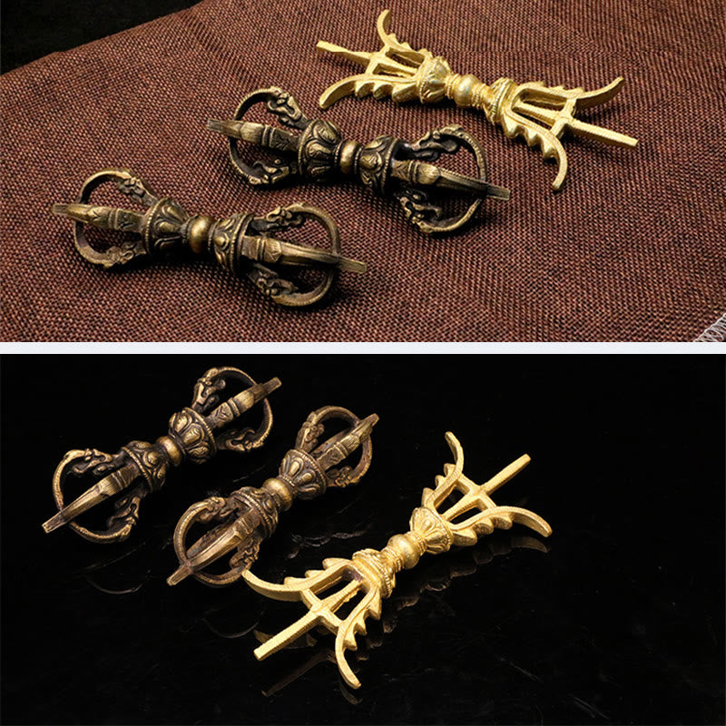 Nimara Ritual Handmade Nepal Five Prong Three Prong Vajra Dorje Strength Copper Decoration