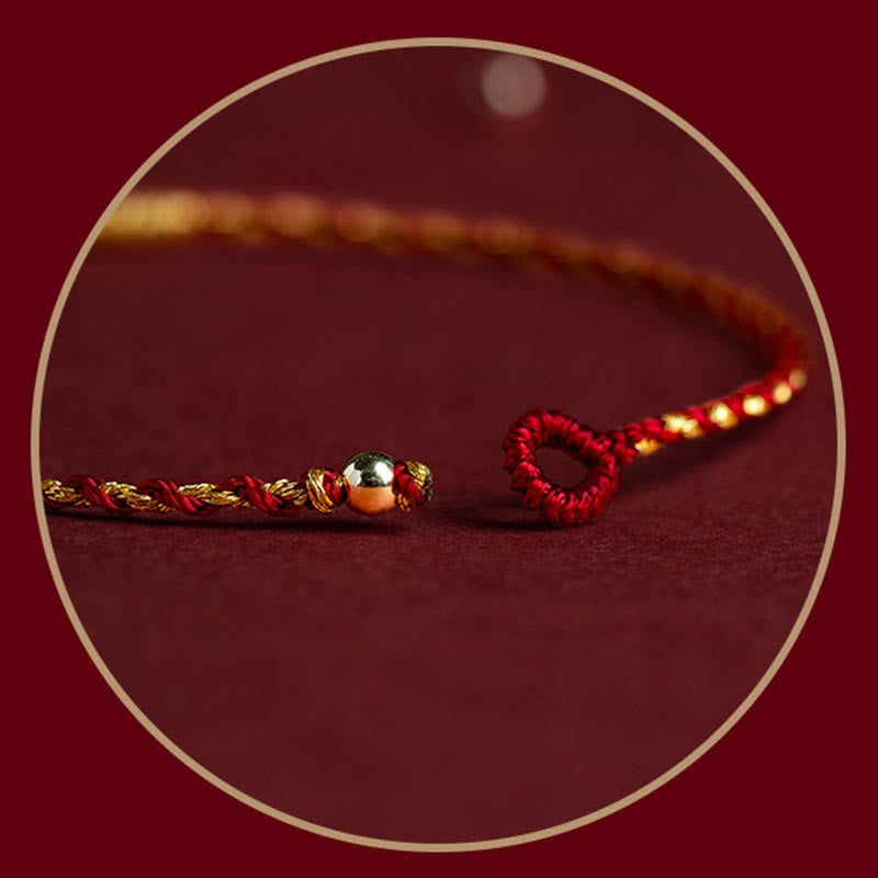 Nimara Ritual 14K Gold Plated Handmade Red Gold Rope King Kong Knot Braided Luck Bracelet