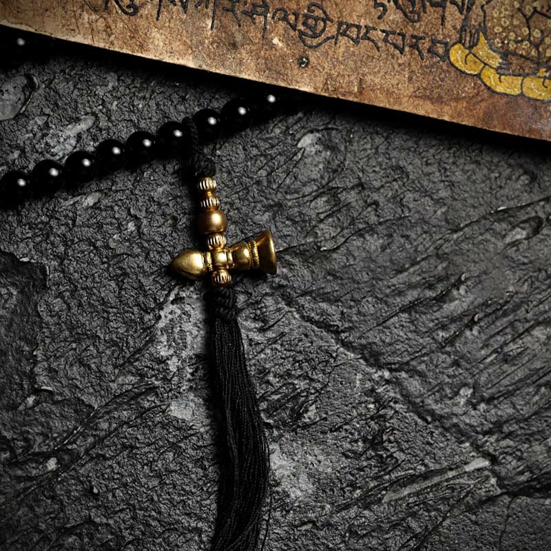 Nimara Ritual Tibetan 108 Mala Beads Black Onyx Tiger Eye Beads Nine Palaces Bagua Protection Bracelet