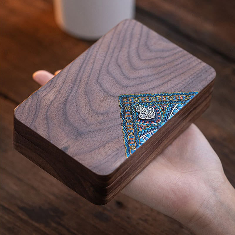 Nimara Ritual Vintage Handmade Black Walnut Wood Jewelry Storage Box Wooden Gift Box